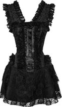 Attitude Corsets Korte korset jurk -S- Burlesque dress short Gothic, vampire, victoriaans Zwart