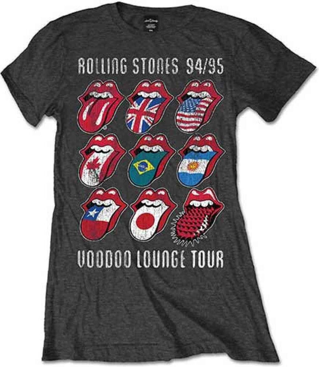 The Rolling Stones - Voodoo Lounge Tongues Dames T-shirt - S - Grijs - Rock Off