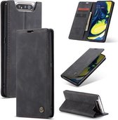 CaseMe - Samsung Galaxy A80 hoesje - Wallet Book Case met Ritssluiting - Zwart