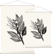 Ilex Hulst zwart-wit 2 (Holly Bud) - Foto op Textielposter - 120 x 180 cm