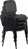 CLP Ken 4-delige set bezoekersstoelen - Kunstleer zwart