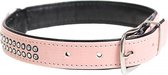 Duvo+ Crystal chic kunstleer halsband Roze 33-38cm/19mm