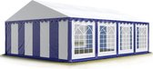 Partytent feesttent 5x8 m tuinpaviljoen -tent PVC 700 N in blauw-wit waterdicht