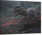 Dinosaurus T-Rex vulkanisch einde der aarde - Foto op Canvas - 40 x 30 cm