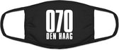 070 Den Haag mondkapje | gezichtsmasker | bescherming | bedrukt | logo | Zwart mondmasker van katoen, uitwasbaar & herbruikbaar. Geschikt voor OV