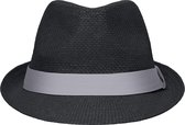 Street style trilby hoedje zwart met lichtgrijs S/m (56 cm)