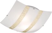 LED Plafondlamp - Plafondverlichting - Trion Niki - E27 Fitting - 2-lichts - Vierkant - Mat Goud - Glas - BSE