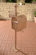 Clp Brievenbus CHARLIZE, vrijstaande nostalgische brievenbus, mailbox, 150 cm, met naamplaatje, ontwerp nostalgisch antiek - antiek-bruin
