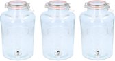 Set van 3x stuks glazen drank dispensers/limonadetap van 8 liter met tapkraantje