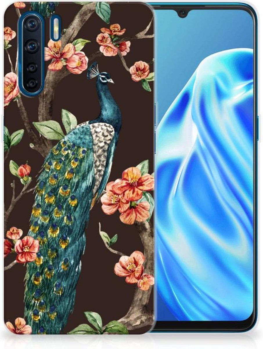 OPPO A91 TPU Hoesje Pauw met Bloemen
