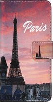 ADEL Kunstleren Book Case Pasjes Portemonnee Hoesje Geschikt voor Samsung Galaxy A8 Plus (2018) - Parijs Eiffeltoren