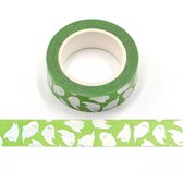 Groene Washi Tape | met spookjes | 15mm x 10m.