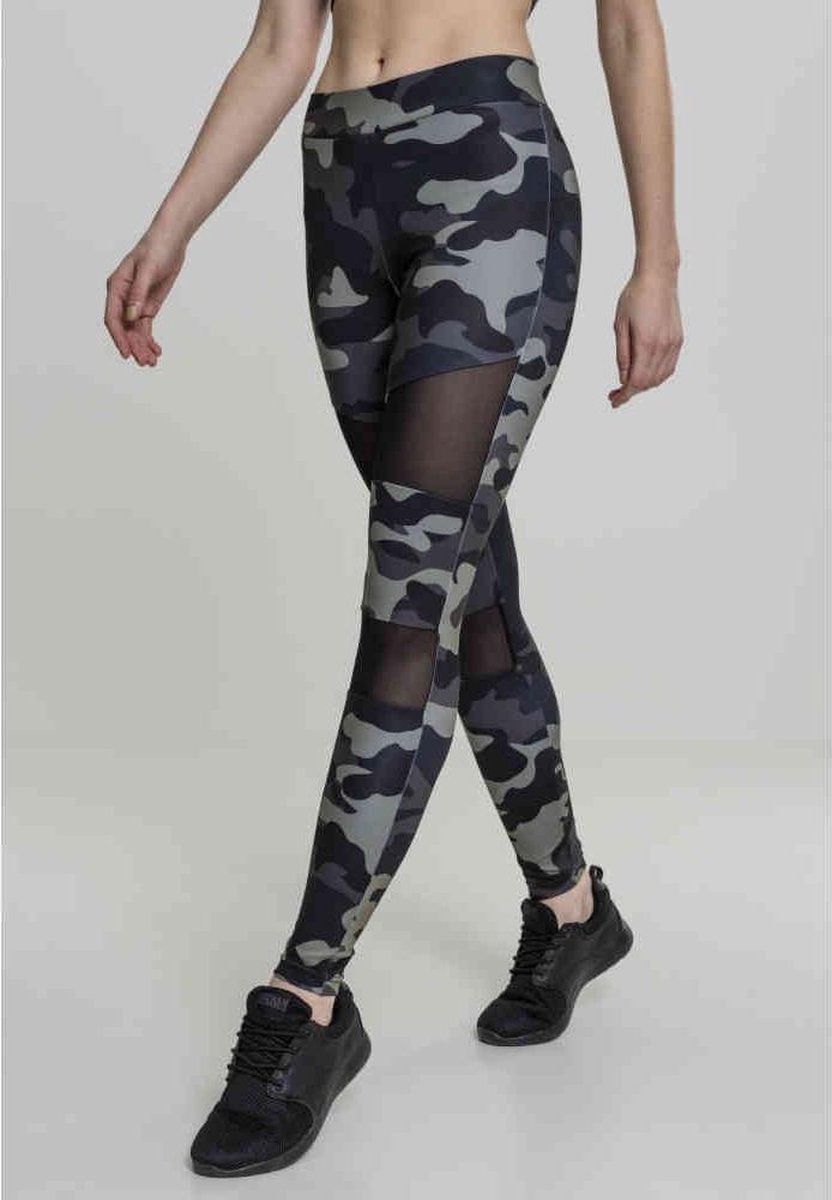 Urban Classics Camo Tech Mesh Dames Legging donkercamouflage/ XXL Zwart