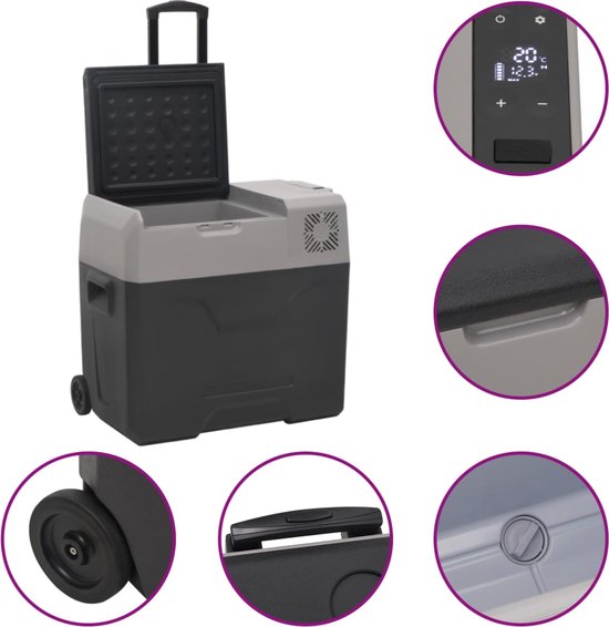 vidaXL - Koelbox - met - wielen - en - handvat - 30 - L - polypropeen - zwart - en - grijs van Vidaxl — afbeelding 4