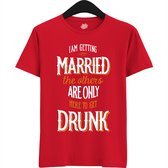 Am Getting Married | Vrijgezellenfeest Cadeau Man - Groom To Be Bachelor Party - Grappig Bruiloft En Bruidegom Bier Shirt - T-Shirt - Unisex - Rood - Maat 3XL