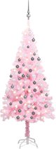 vidaXL de Noël artificiel avec LED et boules de Noël 150 cm PVC Rose