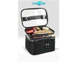 Toilettas, Make Up Tasje, Make Up Koffer, Beautycase, Make Up Organizer, Make Up Tas, Toilettas Dames, Make Up Tas Organizer, Make Up Etui, Beautycase Koffer, Doorzichtige Toilettas, Transparante Toilettas, 24x18x24 CM,ZWART