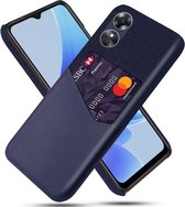 Oppo A17 Hoesje met Kaarthouder Back Cover Blauw