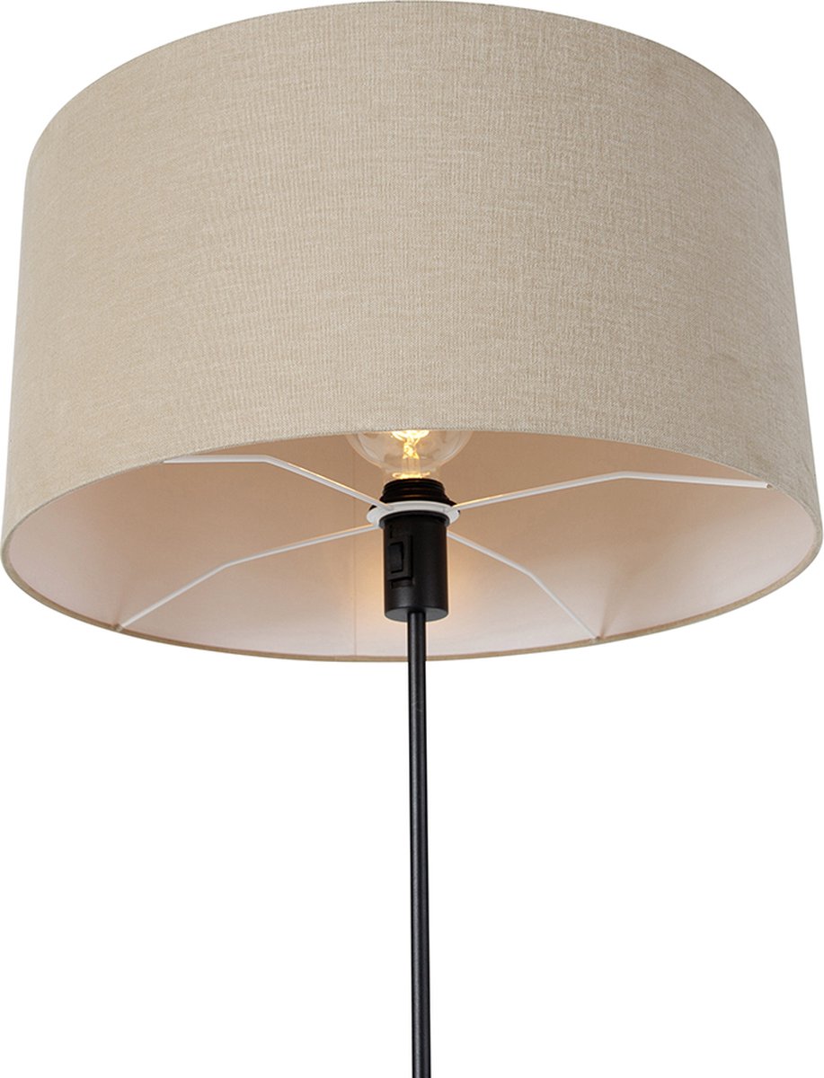 Lampadaire noir orientable avec abat-jour gris clair 50 cm - Parte