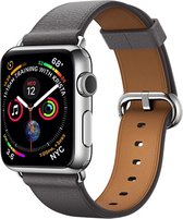 By Qubix - Geschikt voor Apple Watch 42mm / 44mm - Classic lederen bandje - Grijs - Apple watch bandjes