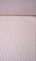 Gebreide stof uni licht roze met streepstructuur 1 meter - modestoffen voor naaien - stoffen