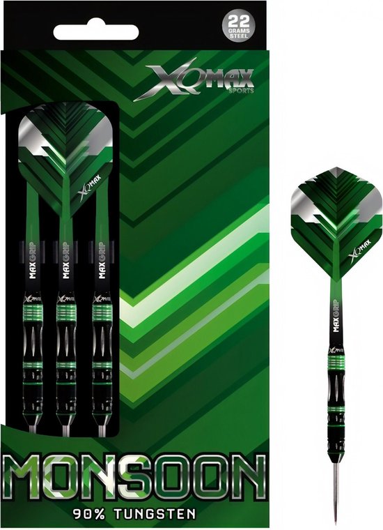 Afbeelding van het spel XQ Max - Monsoon - darts - 24 gram - dartpijlen - 90% tungsten - steeltip