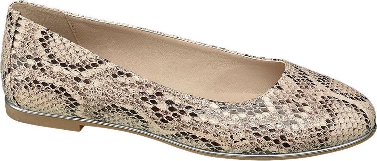 Graceland Dames Zwart/beige slangenprint ballerina - Maat 36 | bol.com