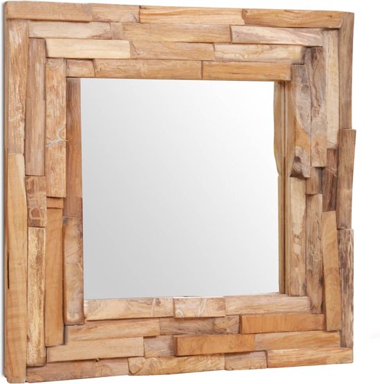 vidaXL - Decoratieve - spiegel - vierkant - 60x60 - cm - teakhout