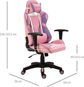 Vinsetto Ergonomische gaming stoel kantoorstoel draaistoel in hoogte verstelbaar roze & paars 921-201