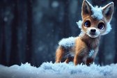 Fotobehang Red Fox In The Snow - Vliesbehang - 315 x 210 cm