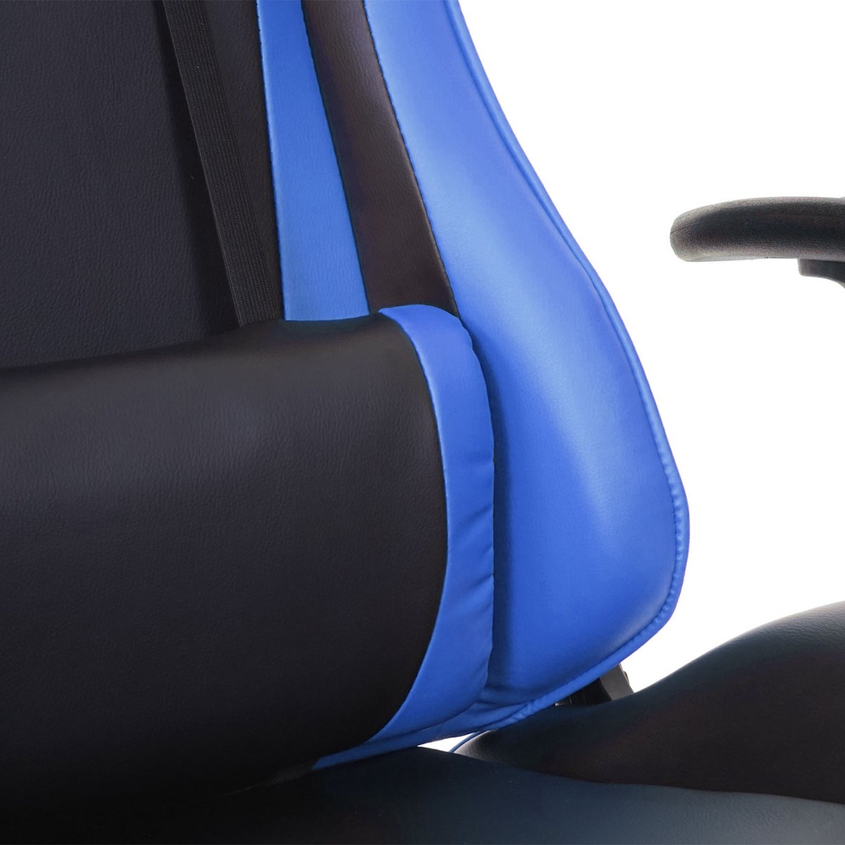 Bureaustoel MCW-D25, bureaustoel gamestoel directiestoel bureaustoel, 150kg belastbaar kunstleer ~ zwart/blauw