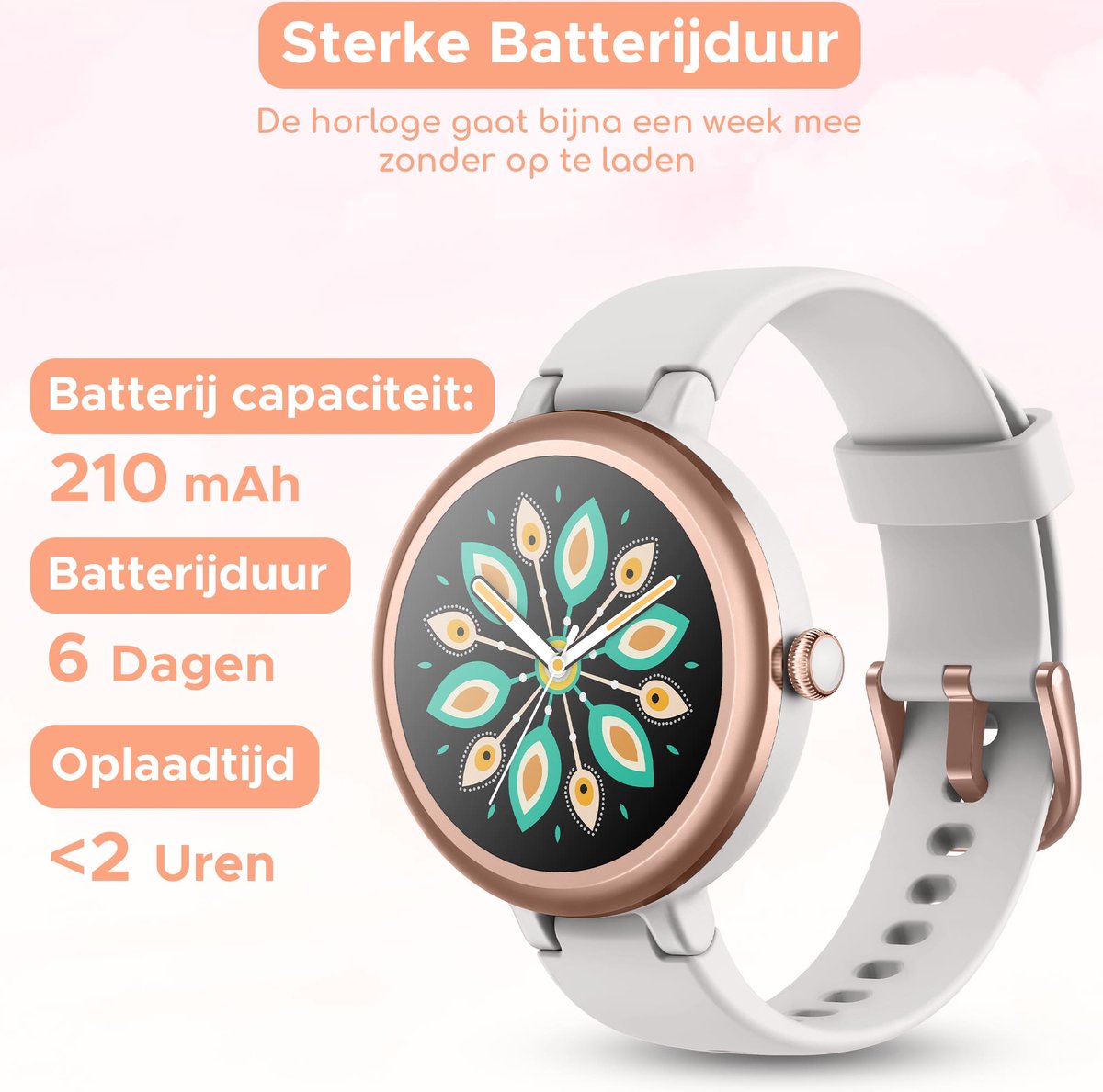 Montre Connectée Femme Or Rose SY22 - Samsung - Android - Apple