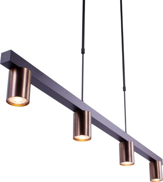 Verstelbare staande leeslamp Bounce | 2 spots | brons / bruin / zwart | metaal | 152 cm hoog | Ø 26 cm voet | staande / vloerlamp | dimbaar | modern / sfeervol design