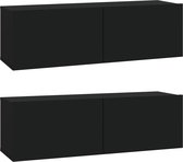 vidaXL - Tv-wandmeubels - 2 - st - 100x30x30 - cm - bewerkt - hout - zwart