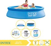 Intex Easy Set Zwembad - Opblaaszwembad - 244x61 cm - Inclusief Afdekzeil, Onderhoudspakket, Zwembadpomp, Filter en Grondzeil