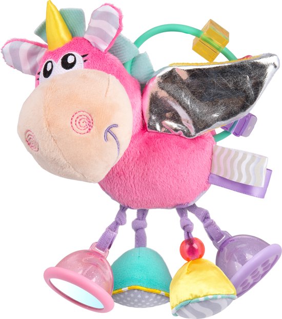 Playgro Clip Clop Rammelaar Unicorn Eenhoorn Roze - Activiteitenspeeltje - Rammelaar - Kraamkado - Baby speelgoed - Babyspeeltje - Kinderwagenaccessoire - Knuffeldier - Baby rammelaar - Bijtspeelgoed - Grijpspeelgoed - Baby