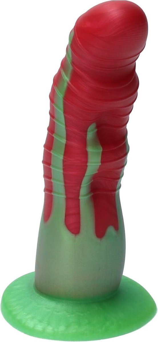 Goedkoopste Ylva & Dite - Rhea - Siliconen Dildo met zuignap - Made in Holland - Perzik Rood Metallic / Appel Groen Metallic