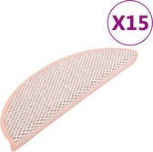 vidaXL - Trapmatten - zelfklevend - 15 - st - sisal-look - 56x17x3 - cm - rood