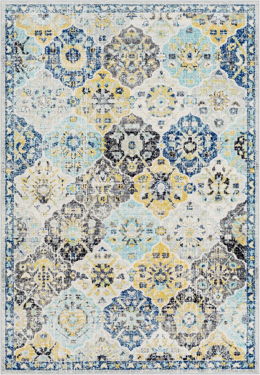 SURYA Ines vloerkleed vintage oosters donkerblauw