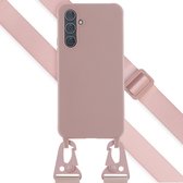 Selencia Hoesje Geschikt voor Samsung Galaxy A54 (5G) Hoesje Met Koord - Selencia Siliconen hoesje met afneembaar koord - roze