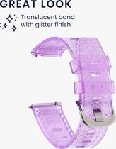 kwmobile smarwatch bandje met glitter - geschikt voor Garmin 20mm vivomove sport / vivomove 3 / Venu 2 Plus / Sq 2 - 14 - 22 cm - Van TPU in paars / transparant