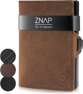 Slimpuro Znap Slim Wallet - 8 Pasjes - Muntvak - 8,9 X 1,5 X 6,3 cm (Bxhxd) RFID Bescherming - Bruin