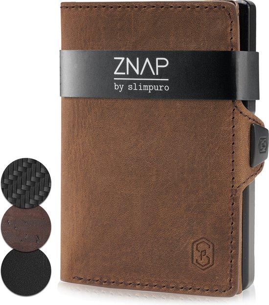 Slimpuro Znap Slim Wallet - 8 Pasjes - Muntvak - 8,9 1,5 6,3 (Bxhxd) RFID Bescherming