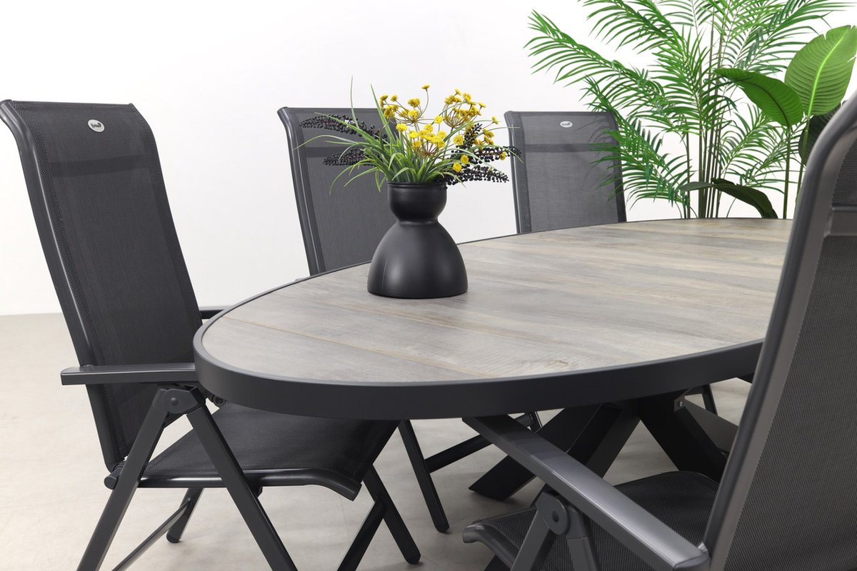 Hartman Milaan/Silva wood-look 240x115 cm oval garden dining set - 7-piece