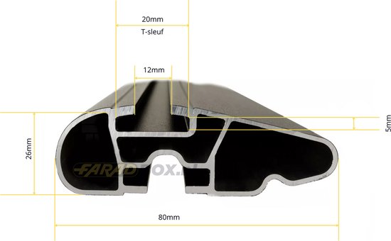Galeries de toit sur mesure pour Ford Tourneo Courier à partir de 2014 barres de toit ouvertes - Aluminium - Capacité de chargement élevée 100kg - Wingbar Zwart- Merk Farad