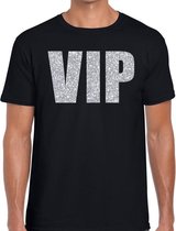 VIP zilver glitter tekst t-shirt zwart heren L