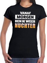 Vanaf morgen ben ik weer nuchter tekst t-shirt zwart dames L