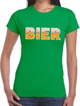 Bier tekst t-shirt groen dames XL