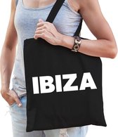 Katoenen Spanje party/hippie eiland tasje Ibiza zwart - 10 liter -  cadeautas