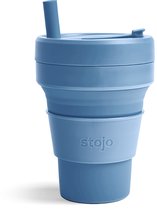 STOJO Gobelet avec Paille - Gobelet Pliable - Cup To Go - Blauw - Acier - 250ml